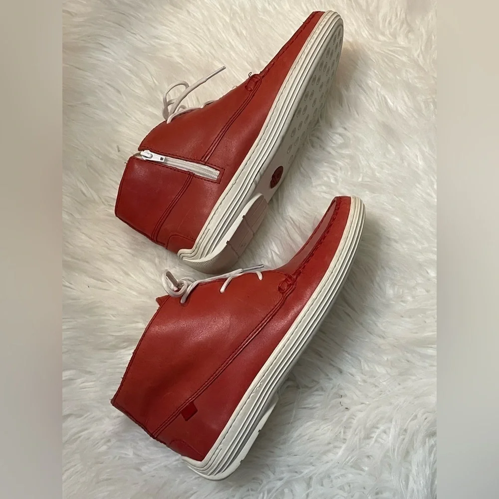 Marc Joseph | Brownish Red Grainy Leather Preppy High Top Bootie Kids Unisex Sz5